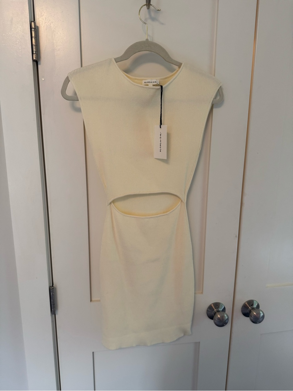 Sleeveless Cream Cutout Mini Dress